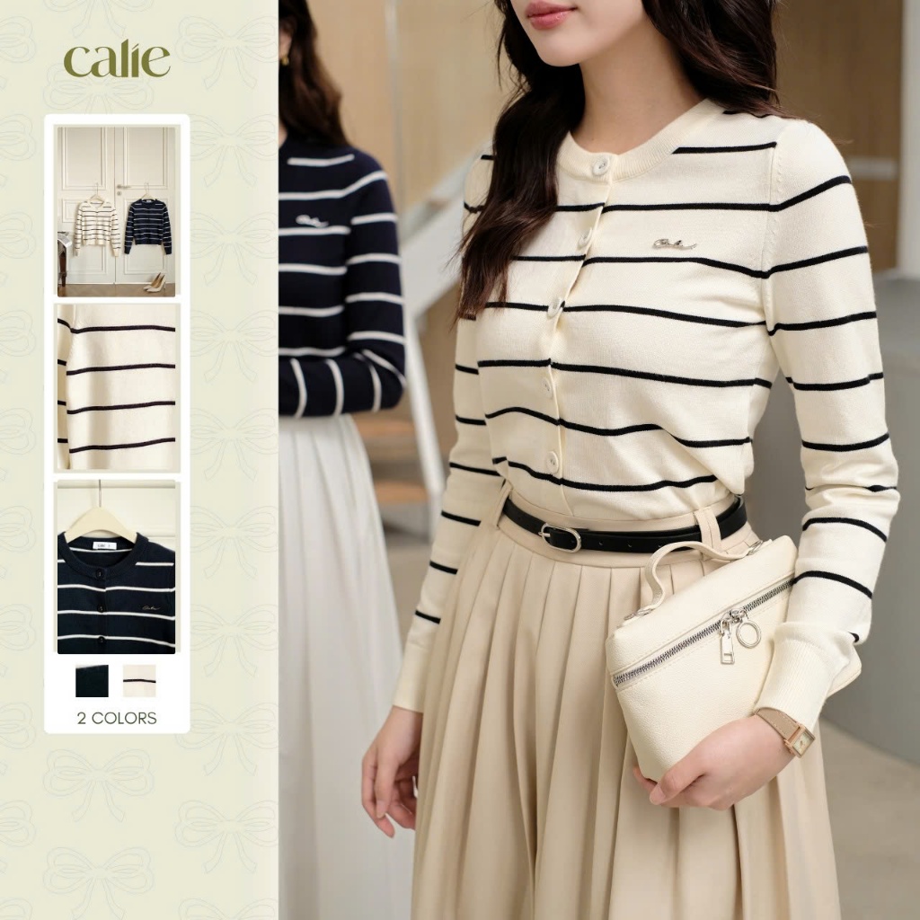 (HNLV) Áo cardigan len dệt, chất liệu mềm mại, form basic thanh lịch, mix quần jean, chân váy thời t