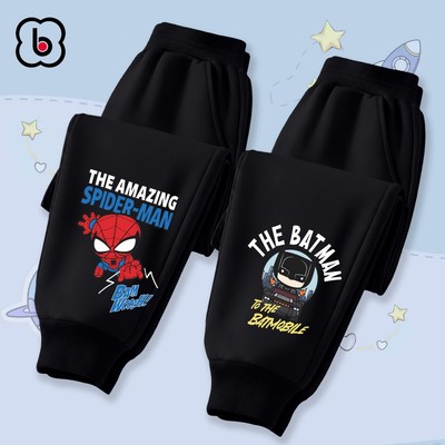 Quần nỉ cho bé trai BabyloveGO BST Marvel quần dài thể thao in hình Spider-Man Batman Iron Man cho bé từ 1 đến 10 tuổi