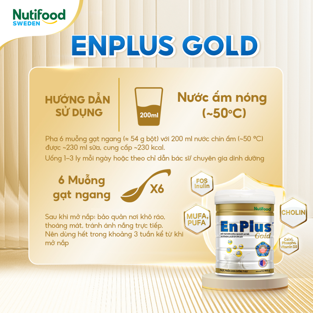 Sữa EnPlus Gold (900g) - Nutifood, Dinh Dưỡng Y Học Toàn Diện Cho Người Lớn Tuổi