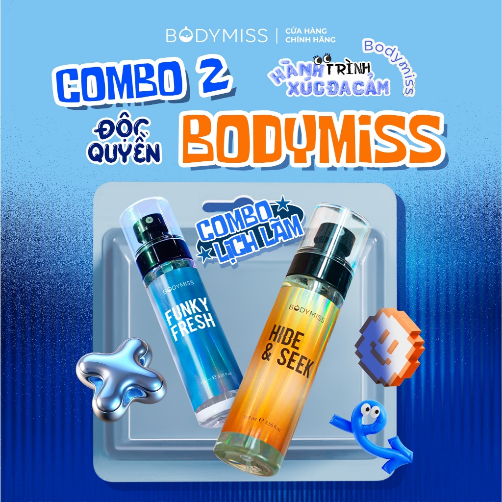 [COMBO NAM ĐI HỌC] Combo 2 Xịt Thơm Lịch Lãm  Nam Funky Fresh & Hide Seek Tươi Mát BODYMISS