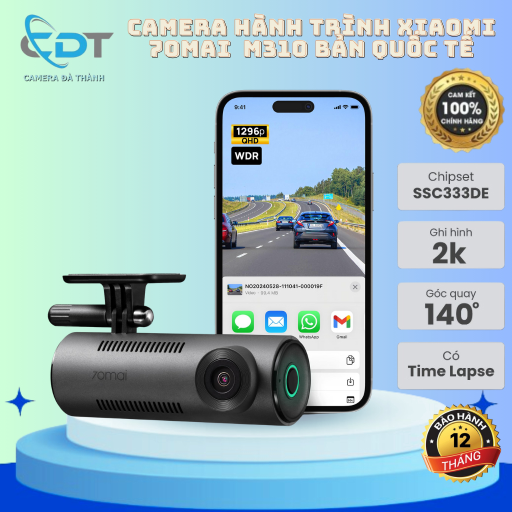 Camera Hành Trình Ô Tô 70MAI M310 Quốc Tế Ghi Hình 2K Sắc Nét