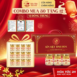   TẶNG 12 HŨ  Combo 30 Hũ Yến Chưng Sẵn 35% 70ml Mix 4 Vị | Yến Việt Tinh Hoa Quà Biếu Tặng Sức Khỏe 