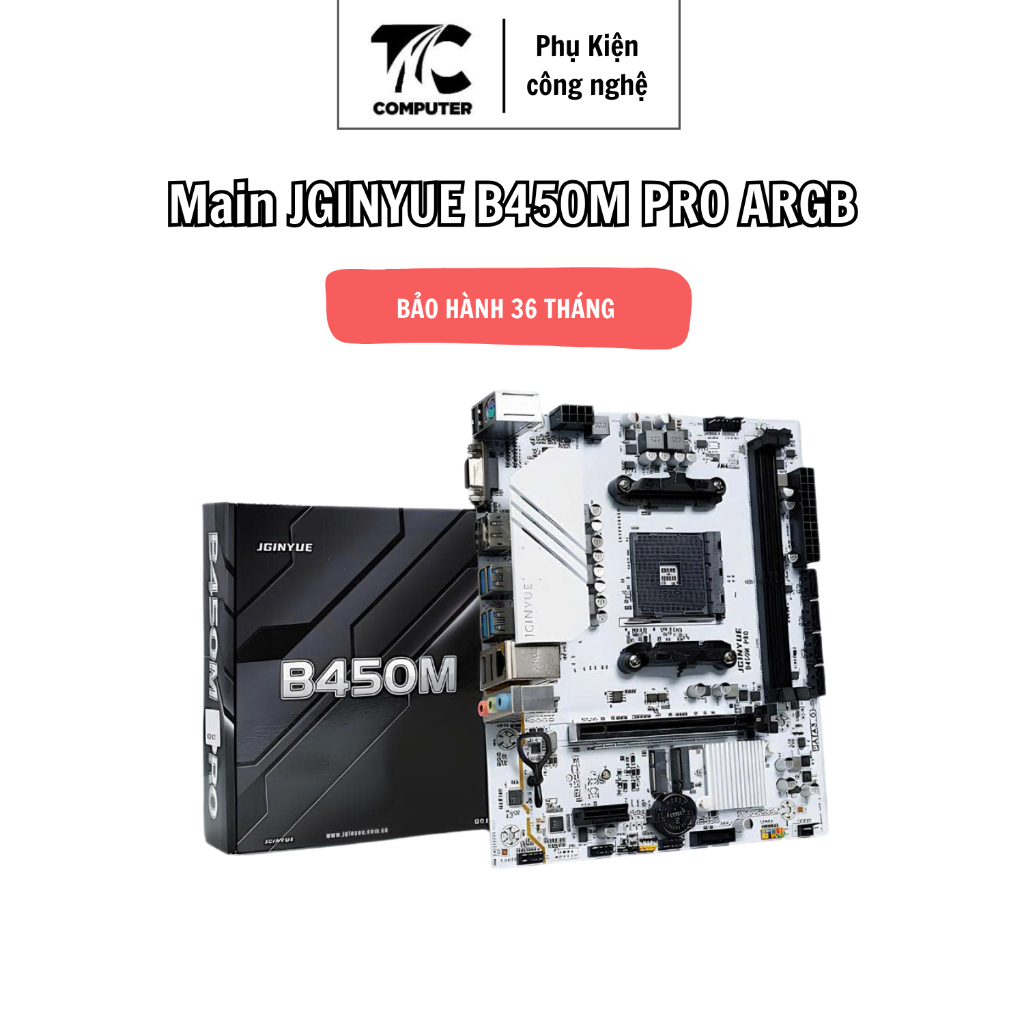 Main JGINYUE B450M PRO ARGB – Bo Mạch Chủ Hiệu Năng Cao, Hỗ Trợ Ryzen, Bảo Hành 36 Tháng