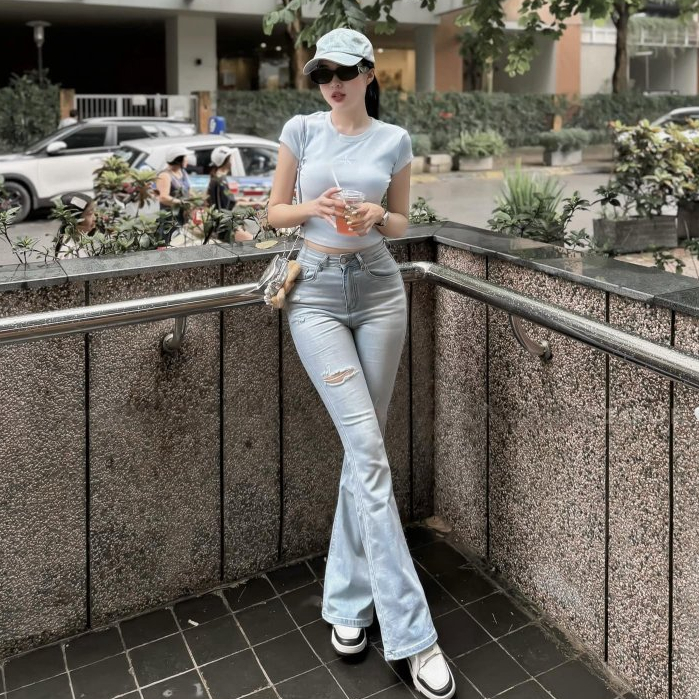 Quần Jean Nữ Ống Loe Rách Cạp Cao Co Dãn Midori Shop Quần Bò Nữ Lưng Cao Hách Dáng S038 | BigBuy360 - bigbuy360.vn