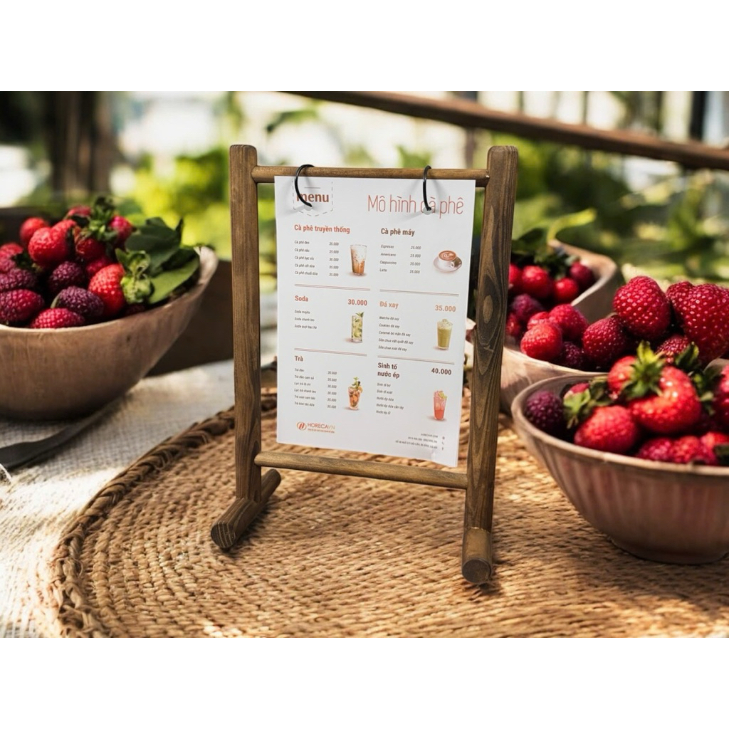 Giá treo menu size a4/A5, Khung gỗ Thông đế tròn treo menu size A4/A5 - GXHOME