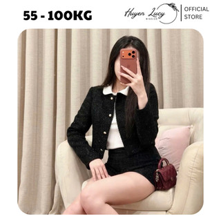  ÁO KHOÁC DẠ NHŨ BLING thiết kế dáng ngắn cúc đồng cổ tròn thanh lịch đi chơi đi tiệc hot trend Huyền Lucy Bigsize 