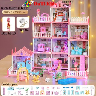  Đồ chơi ngôi nhà búp bê lắp ráp biệt thự villa công chúa dễ thương quà tặng sinh nhật cho bé gái 