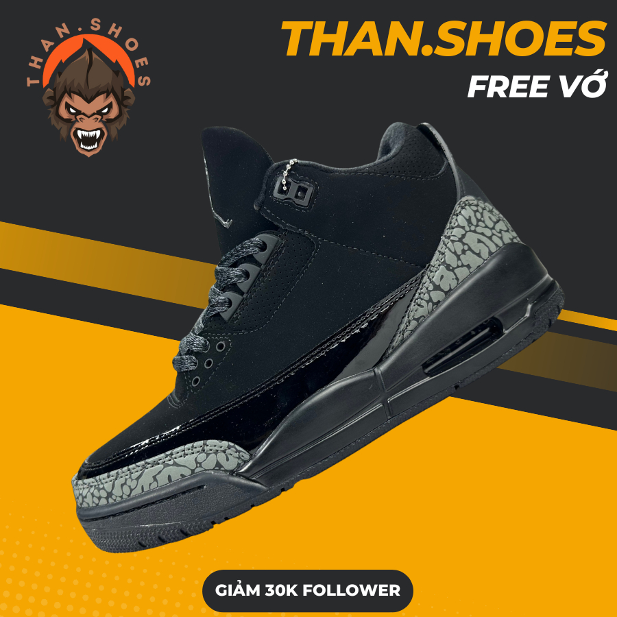 Giày Sneaker JD3 Black Cat, JD3 Full Đen - Than.Shoes