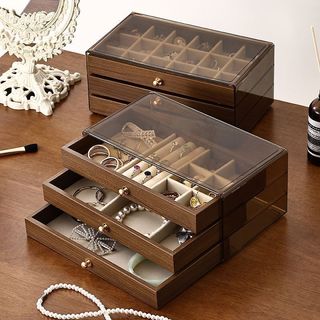  Khay đựng trang sức bằng gỗ óc chó thiết kế nhiều ngăn hộp đựng trang sức tinh tế 