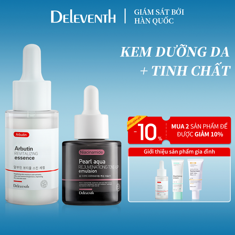 Deleventh Serum dưỡng trắng Arbutin dinh dưỡng sâu cho da + kem dưỡng nâng tone da ngọc trai tạo độ 