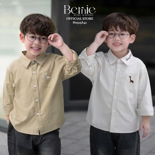Áo sơ mi dài tay bé trai mềm mát Bernie Khủng long thêu cổ Funny Dino - Áo bé trai 9-26kg - H0525A42