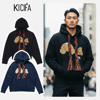 Áo Hoodie Nam Nữ Phối Dây Len To Nổi Bật, Thêu Gấu Nâu Cute, Form Rộng Unisex Ấm Dày Chuẩn Style Hàn Quốc