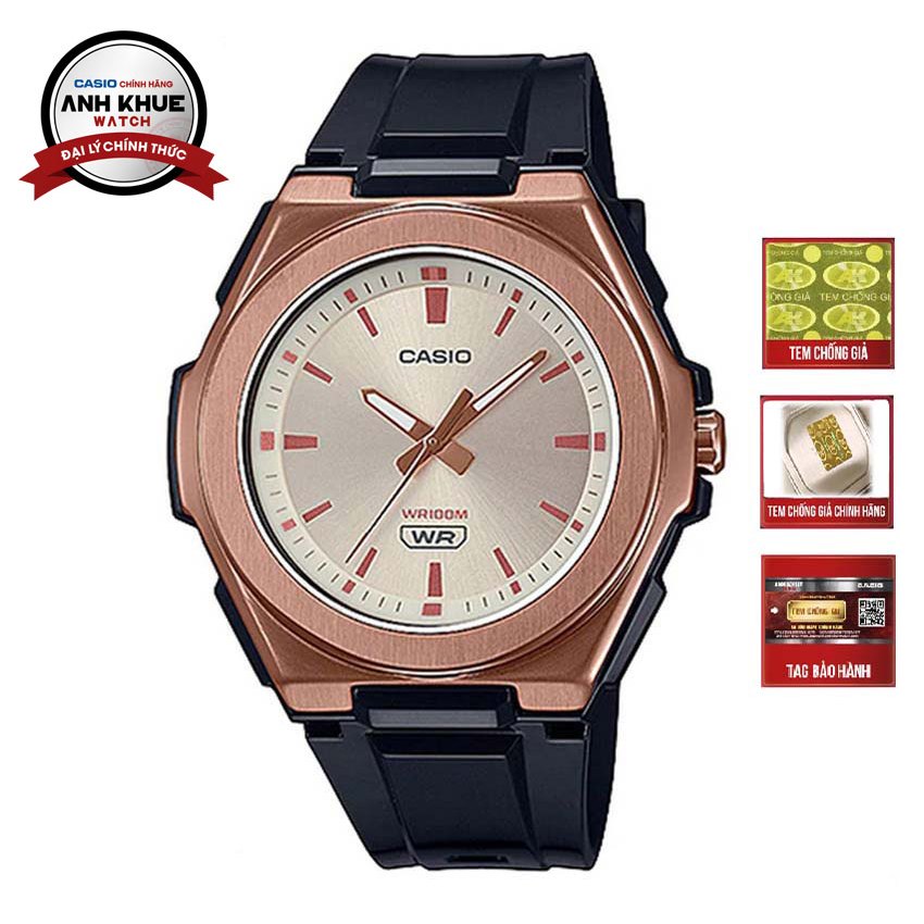 Đồng Hồ Nữ Casio LWA-300HRG-5EV dây vỏ đen viền kim loại vàng hồng