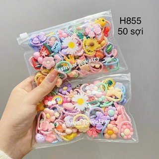 Set 50 dây chun xoắn - Dây buộc tóc hình ngộ nghĩnh cho bé gái, dây chun buộc tóc co giãn SIEU XINH
