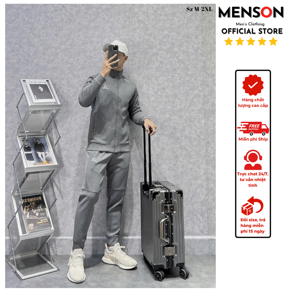Set đồ nam thu đông cổ tròn cao cấp dài tay phom đẹp Menson MD39 Bộ nỉ nam thu đông đẹp siêu ấm 2023