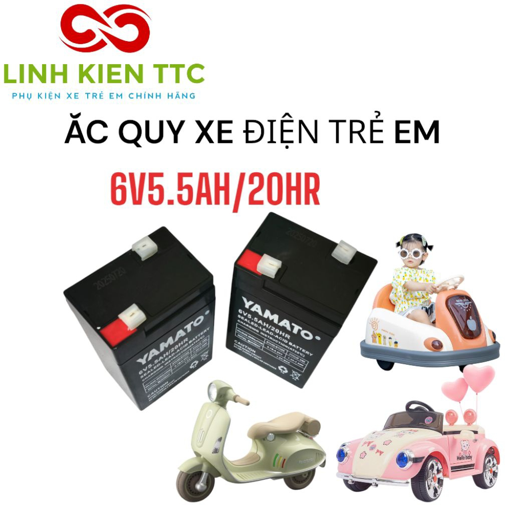 Ắc quy 6V4AH, 6V5.5AH cho xe điện trẻ em 6V-12V hàng chính hãng chất lượng cao