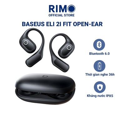Tai nghe Bluetooth thể thao Baseus Eli 2i Fit Open-Ear Bluetooth 6.0, Driver 14.2mm, chống nước IPX5