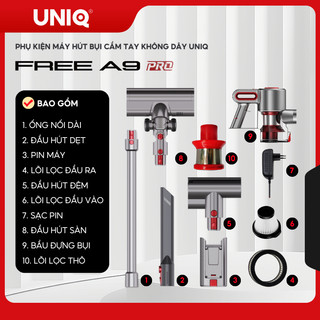  Phụ Kiện Của Máy Hút Bụi UNIQ FREE A9 PRO đa năng gia đình mini pin sạc hút giường đệm nệm sofa xe hơi 
