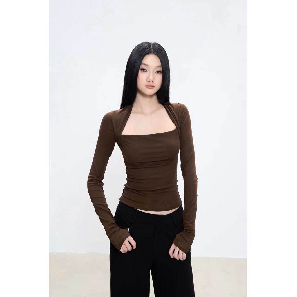 Áo Thun Dài Tay Cổ Vuông Nữ BUN222 Form Ôm Chất Liệu Cotton lông mịn co giãn 4 chiều  Mặc đi làm đi chơi | BigBuy360 - bigbuy360.vn