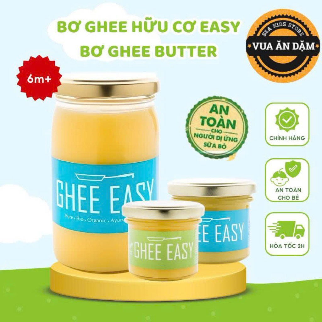 [Date T4/2027] Bơ Ghee Hữu Cơ EASY–Ghee Butter Organic, Không Lactose, Giàu Dinh Dưỡng, Dành Cho Bé 