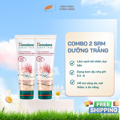 Set 2 sữa rửa mặt trắng da chiết xuất nhụy hoa nghệ tây Himalaya Clear Complexion Face Wash 100ml/ chai