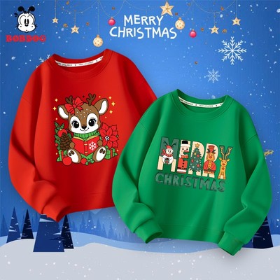 Áo sweater bé trai, bé gái BOBDOG áo dài tay da cá cotton ấm áp thoáng khí in hình MERRY CHRISTMAS