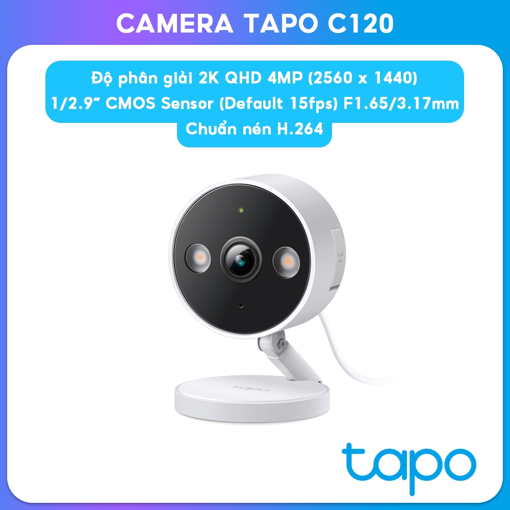 Camera An Ninh Gia Đình Wi-Fi Trong Nhà TAPO C120 chế độ ngày đêm, chống ngược ánh sáng. Bảo Hành Ch