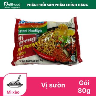 Indomie Mì Trộn Vị Sườn Bò Cay - Gói 80 g, Sợi mì dai – Gia vị sườn bò & ớt khô càng ăn càng thèm