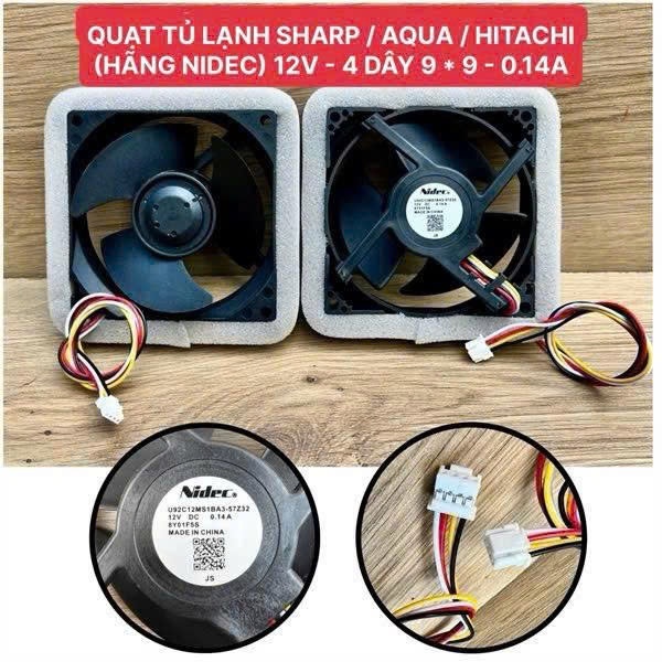 Quạt tủ lạnh SHARP 12v 4 dây 9cm x 9cm NIDEC