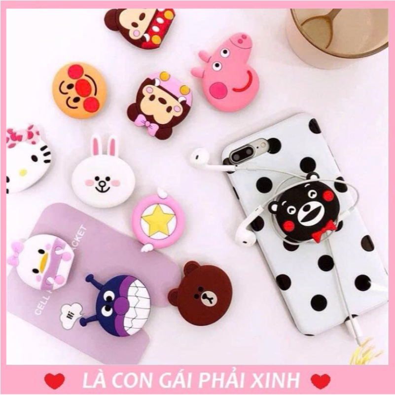 Combo 5 Pop Dán Điện Thoại Hình Thú Cố Định Phụ Kiện POP Dựng Điện Thoại Để Bàn Giá Đỡ Điện Thoại #