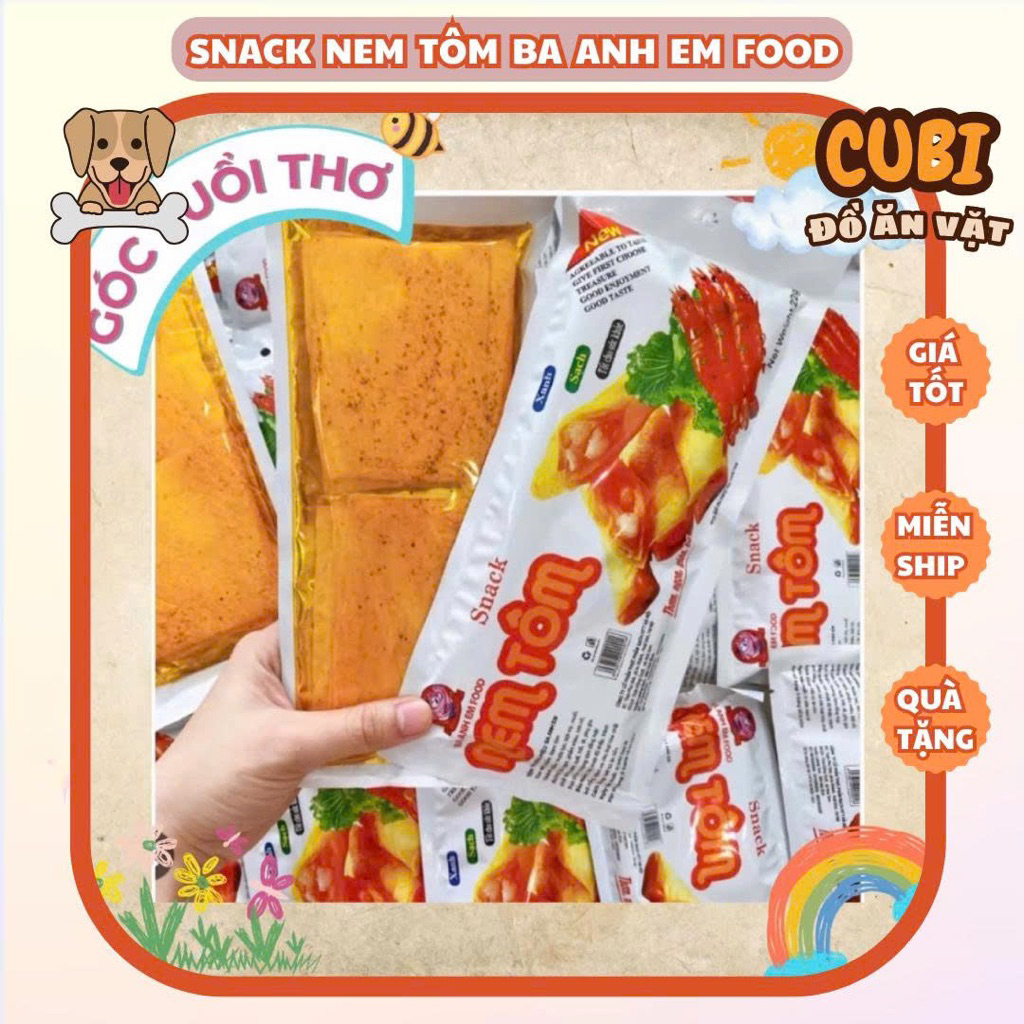 (10 Gói) Snack Nem Tôm Ba Anh Em Food,ăn vặt 1k,đồ ăn vặt tuổi thơ