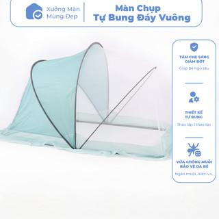 [TE VUÔNG]Màn Chụp Tự Bung Đáy Vuông Chống Muỗi Cho Bé Từ 0-4 Tuổi Lưới 3D Thoáng Khí Tiện Lợi