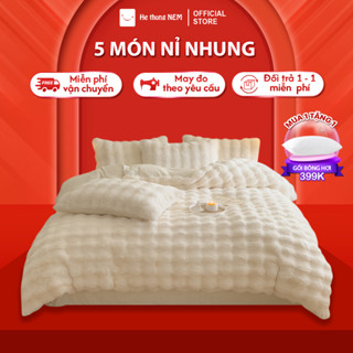  Bộ chăn ga gối đệm 5 món Nỉ lông cáo Hệ Thống Nệm Cao Cấp Drap nệm trải phủ giường mùa đông ấm áp mềm mịn 