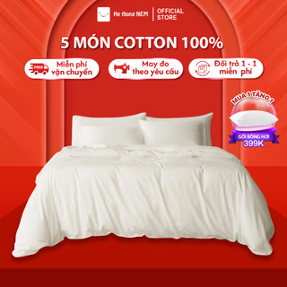  Bộ Chăn Ga Giường Gối 5 Món Cotton Hệ Thống Nệm Cao Cấp Set Bộ Vỏ Chăn Ga Ra Grap Drap Giường Dường Gối Đệm Cotton 