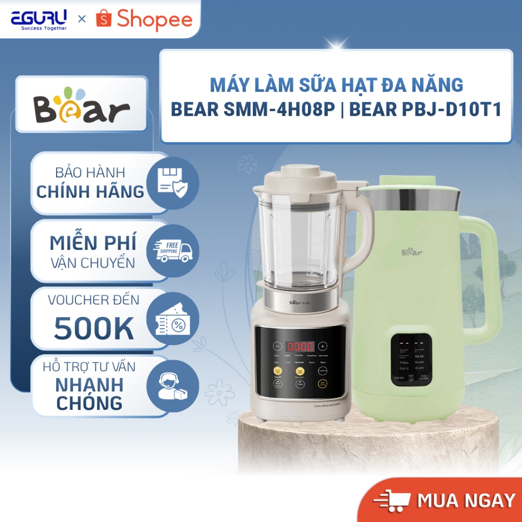 Máy Làm Sữa Hạt Đa Năng Bear PBJ-D10T1 1.75L/ DJJ- D06W5 (SMM-4H06S) 1L - Hàng Chính Hãng - Bảo Hành