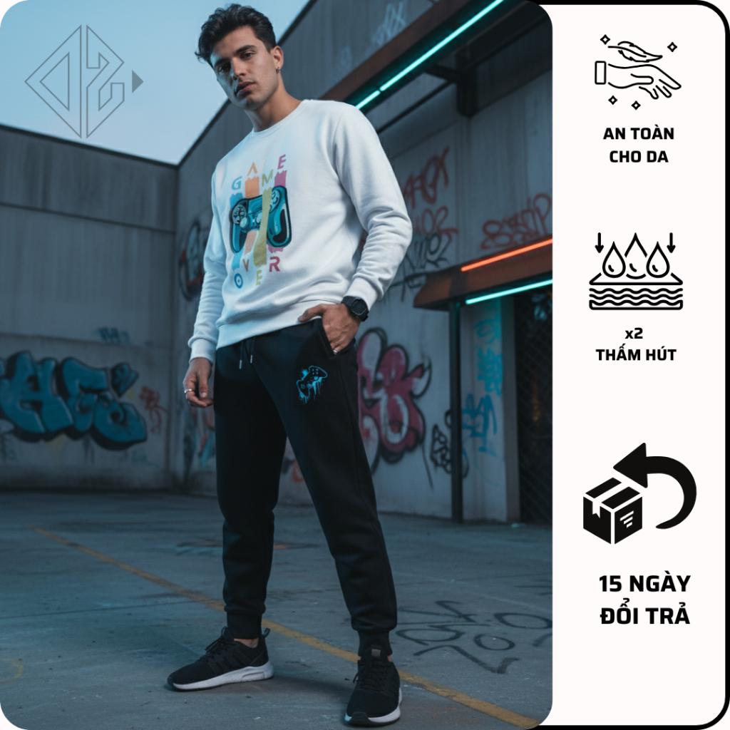 Bộ Nỉ Nam BC Cotton Game Over, 100% Cotton Tự Nhiên, An Toàn Cho Da, x2 Thấm Hút, x2 Giữ Ấm