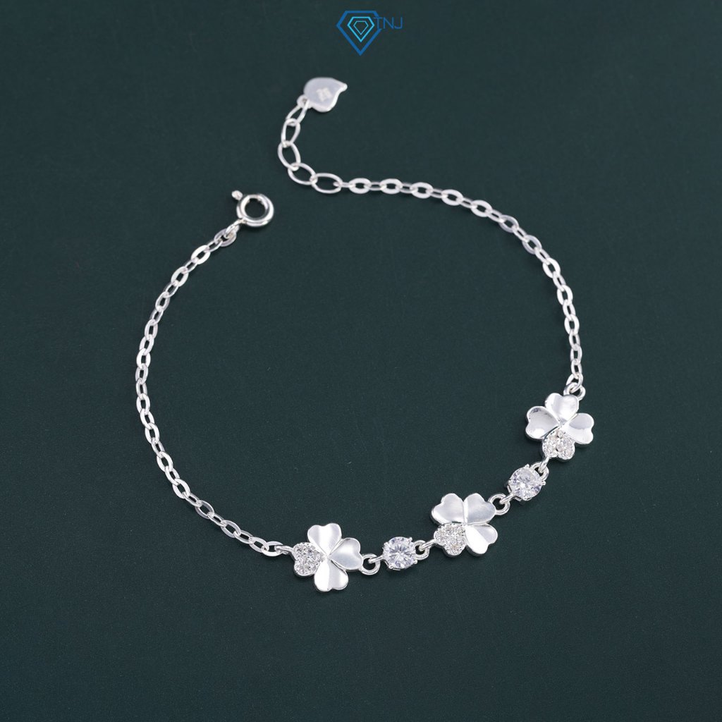  Lắc tay bạc nữ cỏ 4 lá may mắn vòng tay nữ đính đá cá tính thời trang LTN0092 - Trang Sức TNJ 