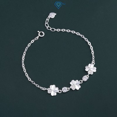 Lắc tay bạc nữ cỏ 4 lá may mắn, vòng tay nữ đính đá cá tính thời trang LTN0092 - Trang Sức TNJ
