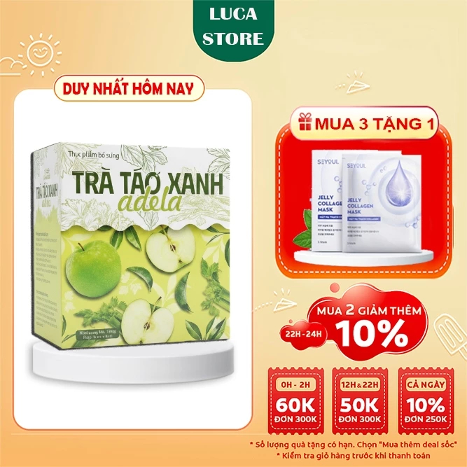 [MẪU MỚI NHẤT] Trà Táo xanh Adela kelly detox Giảm Cân lấy lại vóc dáng Kiểm Soát Cân Nặng