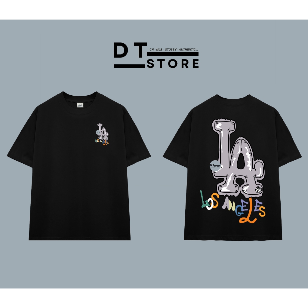 Áo Thun Los Angeles Dodgers Graffiti Bubble Cotton Cao Cấp Form Rộng Unisex - DT Store