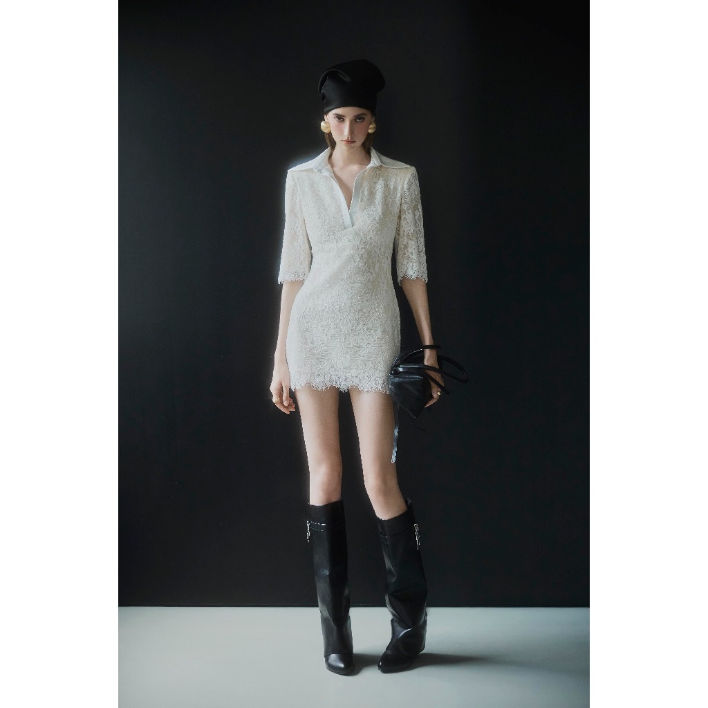 LENCIS | Eden lace dress - Đầm ren eo suôn cổ sơ mi tay lửng, phong cách cổ điển thanh lịch nữ tính