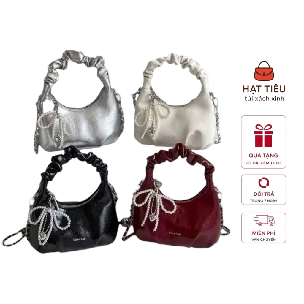 Túi xách nữ đeo chéo túi cầm tay quai nhúm tặng kèm móc gấu size 19 vừa điện thoại - HT132