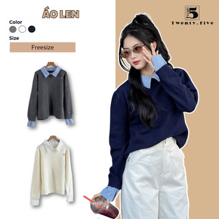  Áo len dài tay phối cỏ và tay áo sơ mi Twenty.5- 6346  Không kèm logo chữ R  