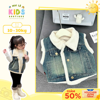   A133  Áo khoác lông cho bé gái áo gile cổ sen lông toàn thân chất đẹp mềm mịn cho bé đi học đi chơi mùa thu đông 