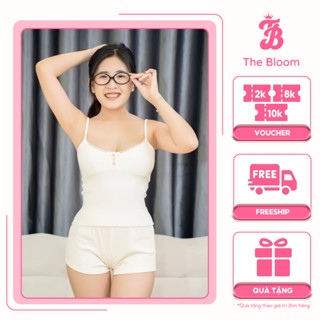  Bộ Đồ Ngủ Nữ Áo 2 Dây Dáng Ôm Cổ Trụ Phối Nút Có Sẵn Mút Mềm Và Quần Đùi Dáng Ngắn Ôm Body - THE BLOOM SE071 