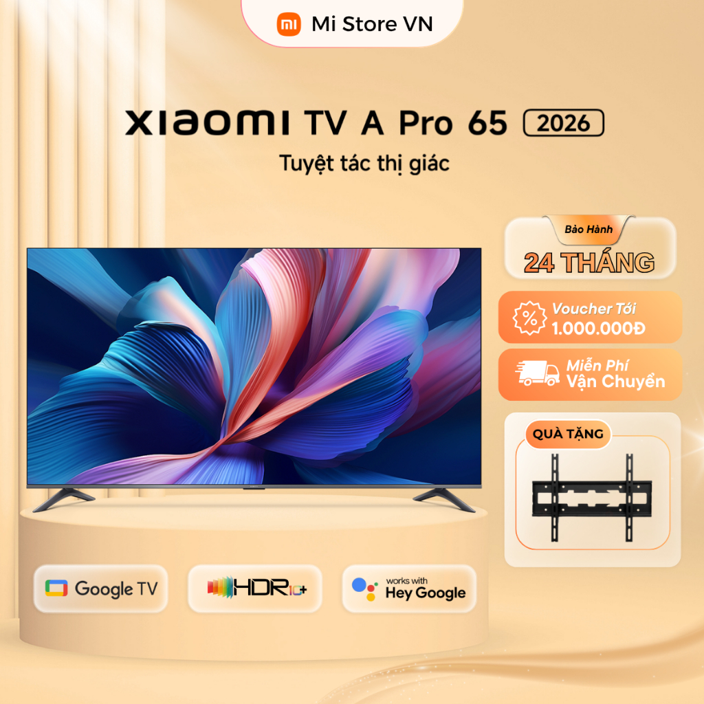 Smart Tivi Xiaomi A Pro 65 Inch Google TV 4K QLED 2026, Có Tiếng Việt - Bảo Hành 24 Tháng Chính Hãng