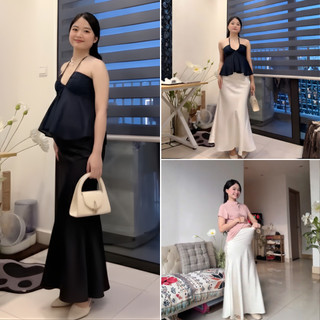  Chân Váy Lụa Bầu Dáng Dài Đuôi Cá Belles Lụa Tô Châu Cao Cấp Dày Mát Có Đáp Bụng Chun Điều Chỉnh Bigsize CV24 