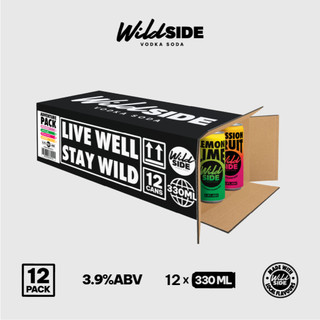 Wildside Vodka Soda Thùng 4 Vị | Thùng 12 Lon x 330ml – Độ cồn 3.9%  – Đồ uống có cồn nhẹ