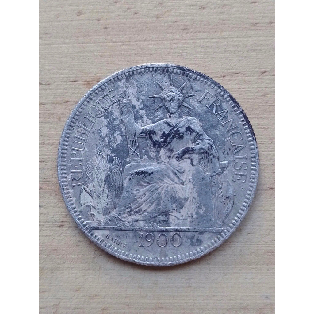 Sưu tầm 1 xu bạc 1 Piastre Đông Dương (Indochine) 1900 (Tặng kèm hộp đựng)