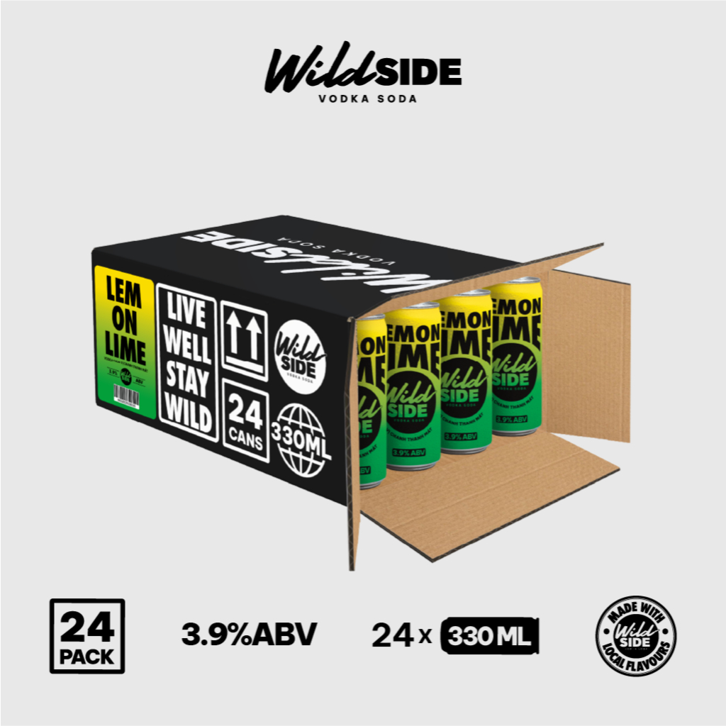 Wildside Vodka Soda Vị Chanh Thanh Mát | Thùng 24 Lon x 330ml – Độ cồn 3.9%  – Đồ uống có cồn nhẹ
